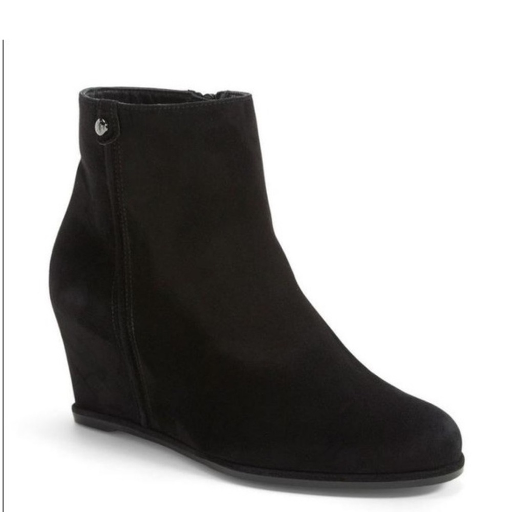 Stuart Weitzman Sidetrack Black Suede Wedge Ankle Bootie (size 7.5)